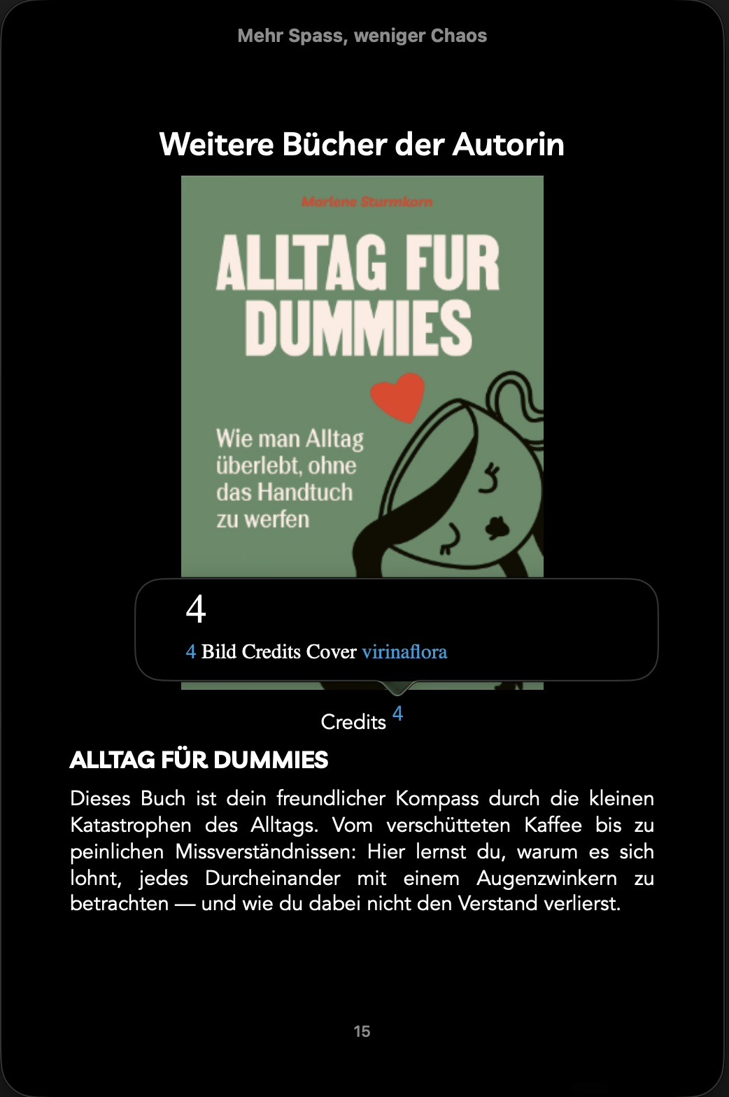 Screenshot von der Seite 16 Demnächst von der Autorin