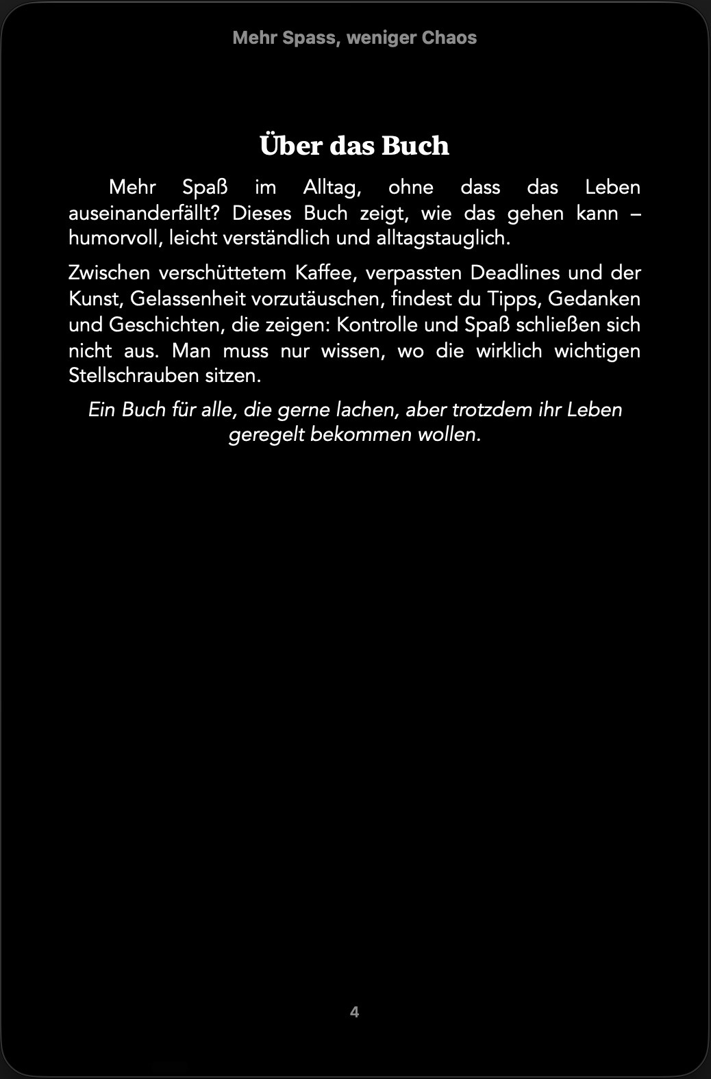 Screenshot von About auf Tablet