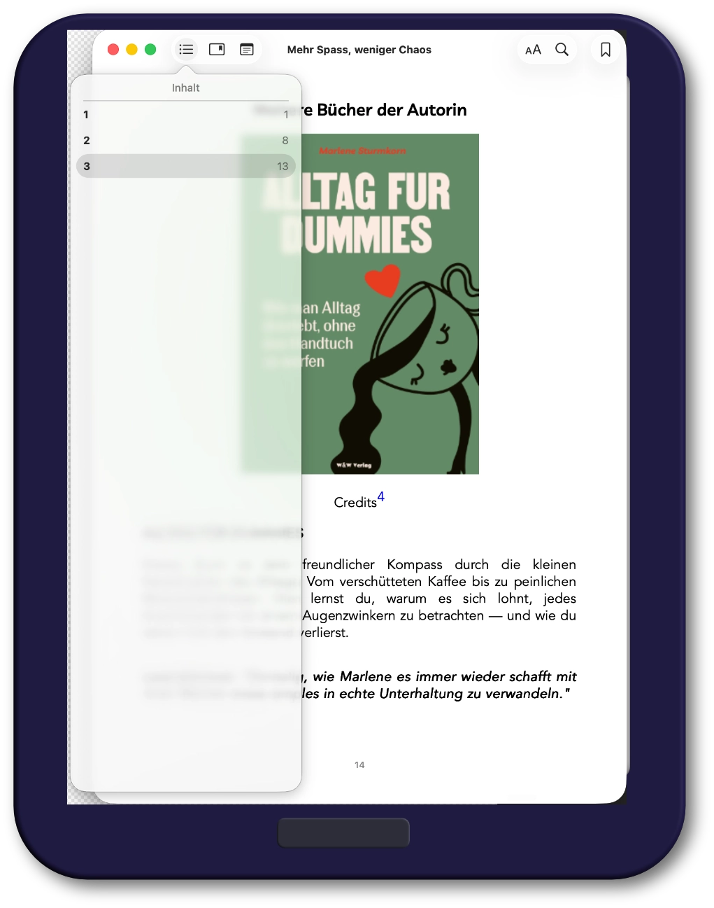 fehlerhaftes epub als ebook-Vorschau, wenn die Navigation fehlt